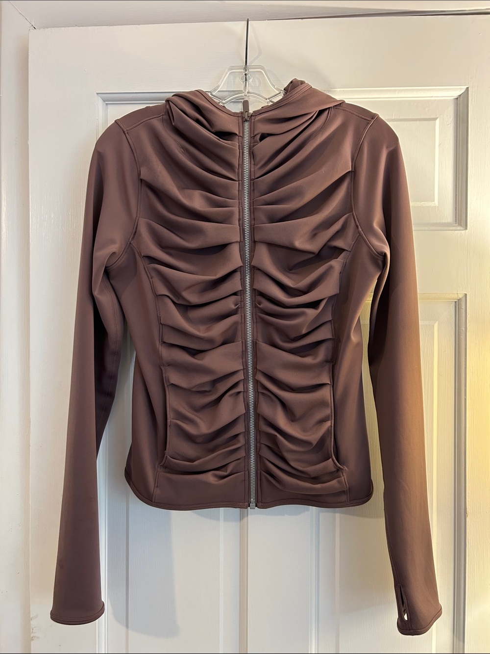 Lululemon Ruched Zip-Up Active Jacket in Mauve Brown